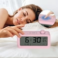 thumbnail image 3 of REGALWOVEN Triple Digital Alarm Clock with Big Numbers Display, Temperature, Snooze for Deep Sleepers Teens Pink, 3 of 6