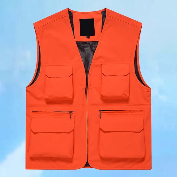 Krdevn Men's Thin Outdoor Multi-Pocket Waterproof Sleeveless Vest Comfortable Stretchy for Fishing Hiking Daily Wear All Season Casual,Tank Tops Men,M