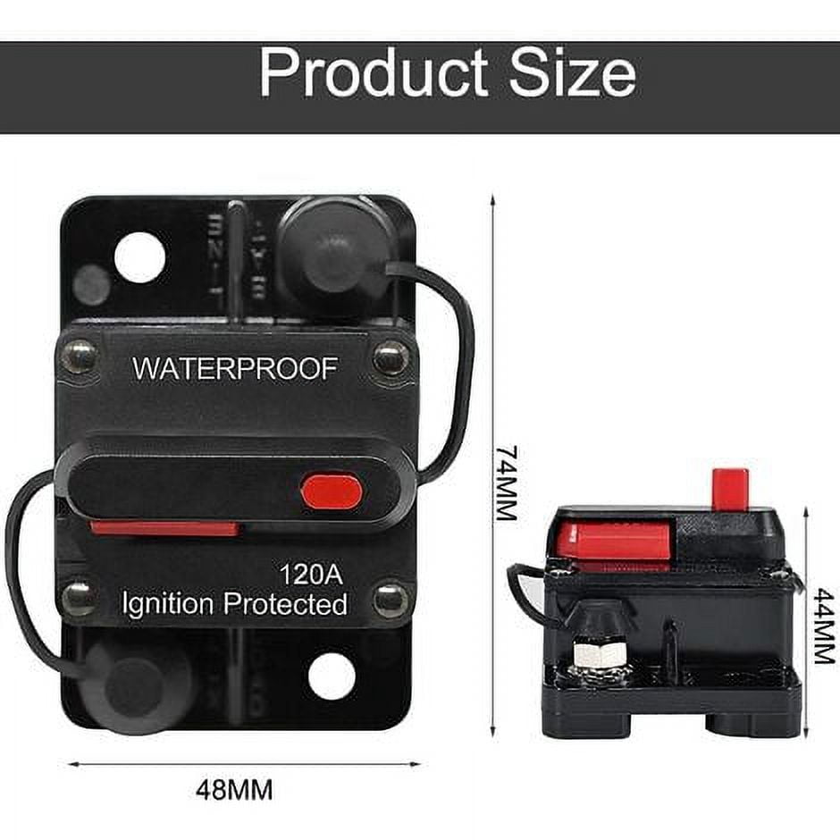 Car Circuit Breaker 30A - 150A, DC 12V - 48V Waterproof Circuit Breaker with Manual Reset for Motor Auto Car Marine Boat Bike Stereo Audio, 120A Cccanaooolceie
