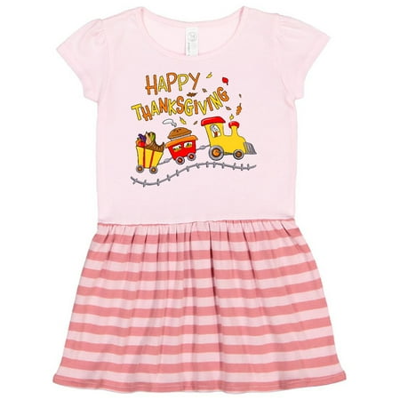 

Inktastic Happy Thanksgiving Turkey Train with Food Gift Toddler Girl Dress