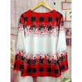 thumbnail image 4 of Plaid & Snowman Print Crew Neck T-Shirt, Casual Long Sleeve Top For Spring & Fall, Women's Clothing, 4 of 5