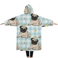 thumbnail image 2 of Oversized Wearable Blanket Hoodie,Pug with Crown Sherpa Blanket Hoodie with Super Pockets,Super Warm Fuzzy Pullover for Women & Men, 2 of 6