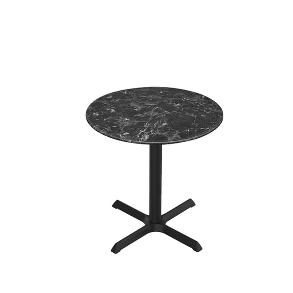 Indoor/Outdoor 30" Tall OD211 Black Table Base with 30" x 30" foot and 32" Diameter Indoor/Outdoor Black Marble Top by the Holland Bar Stool Co.