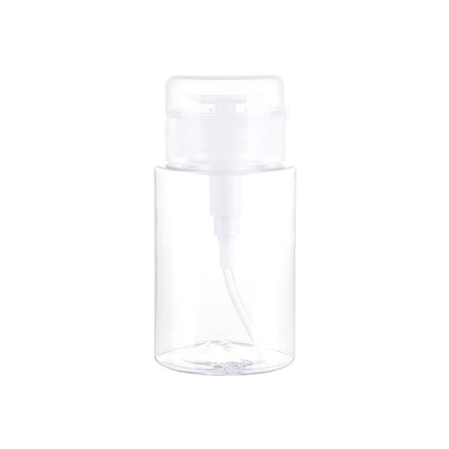 Botella con dosificador a presión recargable para desmaquillante, quitaesmalte, agua de maquillaje y tónico (plástico transparente)