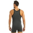 thumbnail image 4 of Aiihoo Men's Soft Cotton Sleeveless Front Button Teddy Bodysuit Leotard One Piece Stretchy Jumpsuit Gray M, 4 of 7