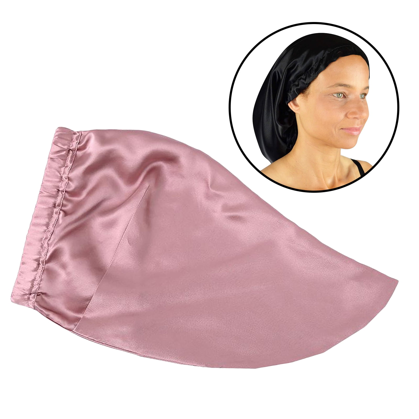 Women Silk Hats Hair Night Sleeping Hair Bonnet Hat Pink
