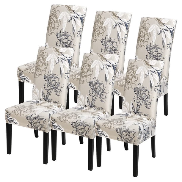Juego de 6 fundas elásticas para sillas de comedor SearchI con forma de flor