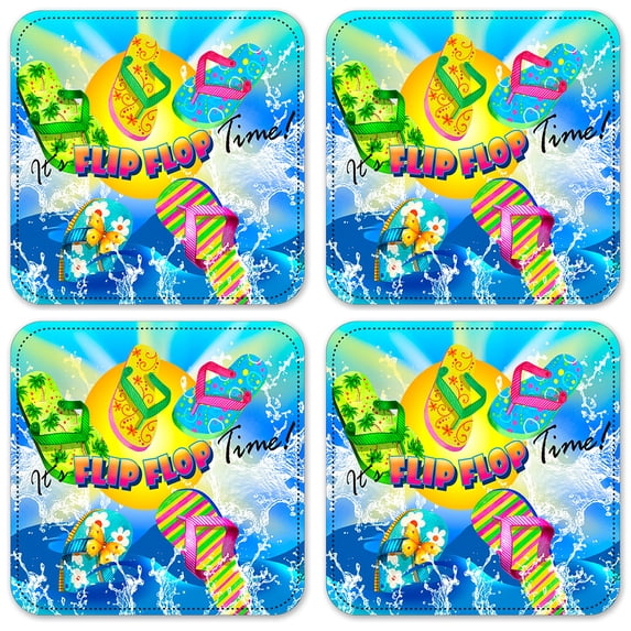 Vinyl Drink Coasters - Set of 4 - Flip Flop Time