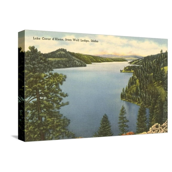 Art.com Lake Coeur d'Alene, Idaho Stretched Canvas Print Wall Art, 18" x 12"