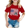 thumbnail image 3 of dmqupv Kids USA Shirts Toddler Girls Patriotic T Shirt American Flag USA 4th of July Summer Casual Tops Red,7-8 Years, 3 of 3