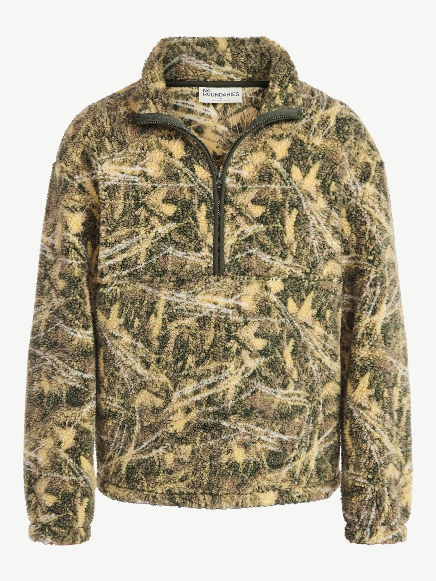 No Boundaries Faux Shearling Quarter Zip Pullover, Men’s XS-4XL