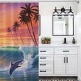thumbnail image 5 of Sunset Jumping Dolphin Shower CurtainCloth Fabric Bathroom Decor Set with Hooks, 5 of 7