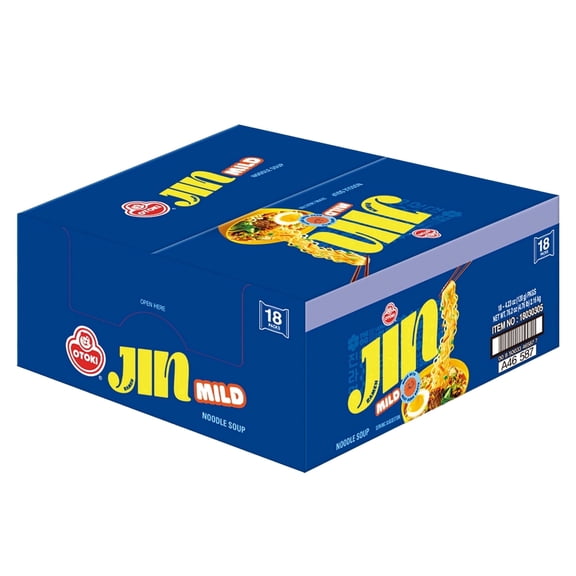 OTOKI Jin Ramen Mild Spicy Flavor Broth Noodle Soup Pack, 4.23oz x 18 Count