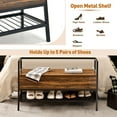 thumbnail image 7 of Resenkos Industrial Shoe Bench with Storage Space and Metal Handrail-Rustic Brown, Space-Saving Shoe Rack Organizer for Closet Entryway, 7 of 7