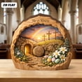thumbnail image 5 of Religious He Is Risen Wooden Decor Set, Handcrafted Solid Wood Easter Empty Tomb Resurrection Scene, Detachable Nativity Tray Shelf Decor for Christian Faith Home Tabletop Display, 5 of 8