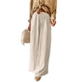 thumbnail image 1 of Pantalón Acelitt de pierna ancha a rayas con cordón, tiro alto, caqui, talla M, 1 of 3
