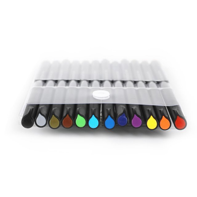 facefd Colored Pens Journal Planner Pen Plastic Porous Needle Fineliner School Office Supplies 1 Set DIY Accessories for Notebook Diary 12 color,PVC
