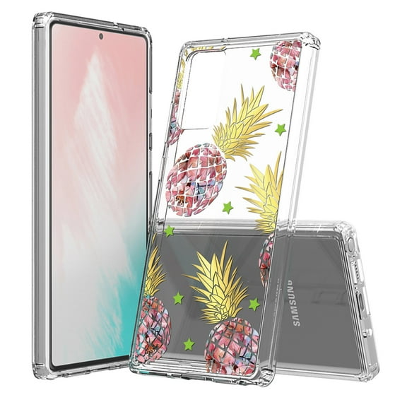 Beyond Cell compatible with Galaxy Note 20 (2020) Case, Transparent Clear Shock Absorption Cushion Bumper Corner Soft TPU + PC Cover Pineapples