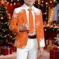 thumbnail image 4 of gcong Formal Christmas Suit Jacket for Boys One Button Slim Fit Blazer Xmas Holiday Print Sport Coat for Wedding Party Prom Orange, 4 of 5