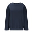 thumbnail image 5 of TKLPEHG Womens Sweatshirt Crew Neck Drop Shoulder Sweatshirts Loose Long Sleeve Classic Solid Color Fashion Lightweight Casual Pullover (Navy,XL), 5 of 6