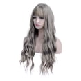 thumbnail image 3 of BERON Grey Wavy Wigs Women Long Wig with Bangs 28'' Wavy Curly Synthetic Wigs, 3 of 8
