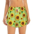 thumbnail image 4 of Lsque Sunflower Leaves Printed Women's Running Shorts with Liner Pockets,Elastic Quick Dry Workout Athletic Gym Yoga Shorts,Womens High Waist Shorts-X-Large, 4 of 9