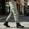 thumbnail image 6 of Smsaxvxz Cargo Pants for Men Fashion Elastic Waist Soft Long Joggers Pants Travel Climbing Trousers with Multi Pockets Gray M, 6 of 6