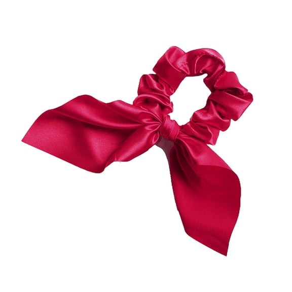 Soft Satins Hair Scrunchie For Women Girls Bunnies Ears Styles Plain Solid Color Stretchy Hair Tie Accessories