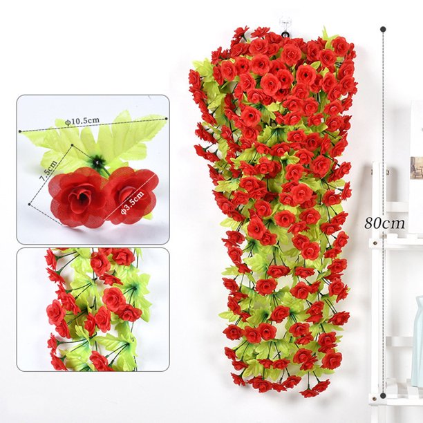 Wmhnj Rosa artificial de 80 cm para colgar en la pared, ideal para decorar ventanas, balcones y otros espacios interiores.