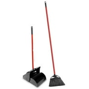 Libman Indoor/Outdoor Angle Broom with Steel Handle and Lobby Dustpan with Closed Lid Combo Set