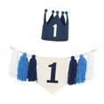 thumbnail image 4 of Banner de silla alta para primer cumpleaños, accesorio fotográfico, decoración para fiesta de primer cumpleaños azul oscuro, 4 of 9