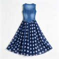 thumbnail image 6 of Lopecy-Sta Womens Dresses Sleeveless V Neck Button Front Polka Dot A Line Midi Dress Flowy Chiffon Hem Summer Holiday Outdoor Casual Dress, 6 of 7