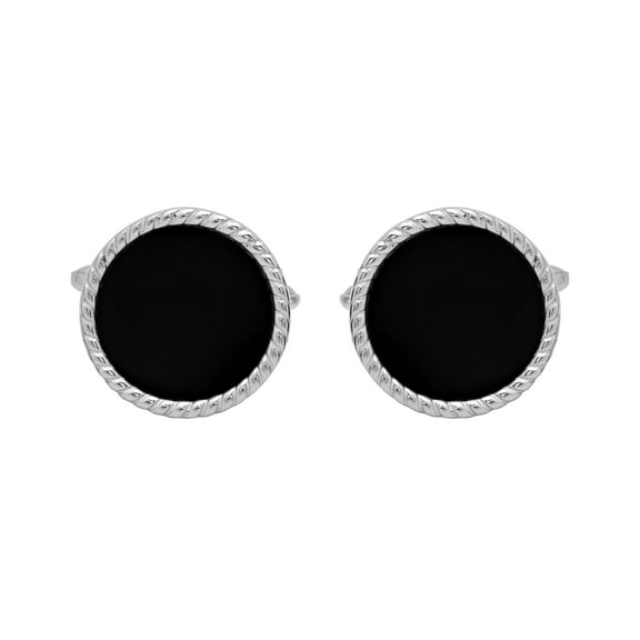 Stainless Steel Onyx Inlay Cuff Links