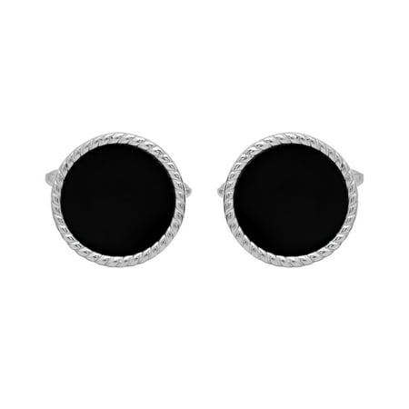 - Stainless Steel Onyx Inlay Cuff Links