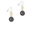 thumbnail image 2 of Delight Jewelry Silvertone Antiqued Round Seal - Initial - U - Goldtone Leaf French Earrings, 2 of 4