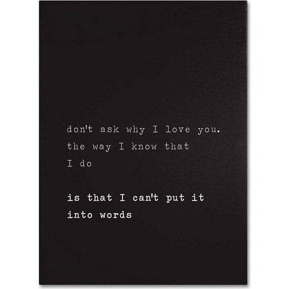 Trademark Fine Art Megan Romo Why I Love You 30” x 20” Typography Canvas Art Prints