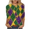 thumbnail image 2 of Visit the JURANMO Store Womens Fall Tunic Tops Novelty Mask Graphic 3/4 Sleeve Casual T Shirts Holiday Parade Tee Shirt Carnival Themed Outfits Purple XXL, 2 of 5