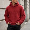 thumbnail image 2 of COMVALUE Men Solid Color Pullover Hoodie Soft Fuzzy Plush Fabric Long Sleeve Loose Fit Casual Hooded Sweatshirt for Everyday Outfits, 2 of 5