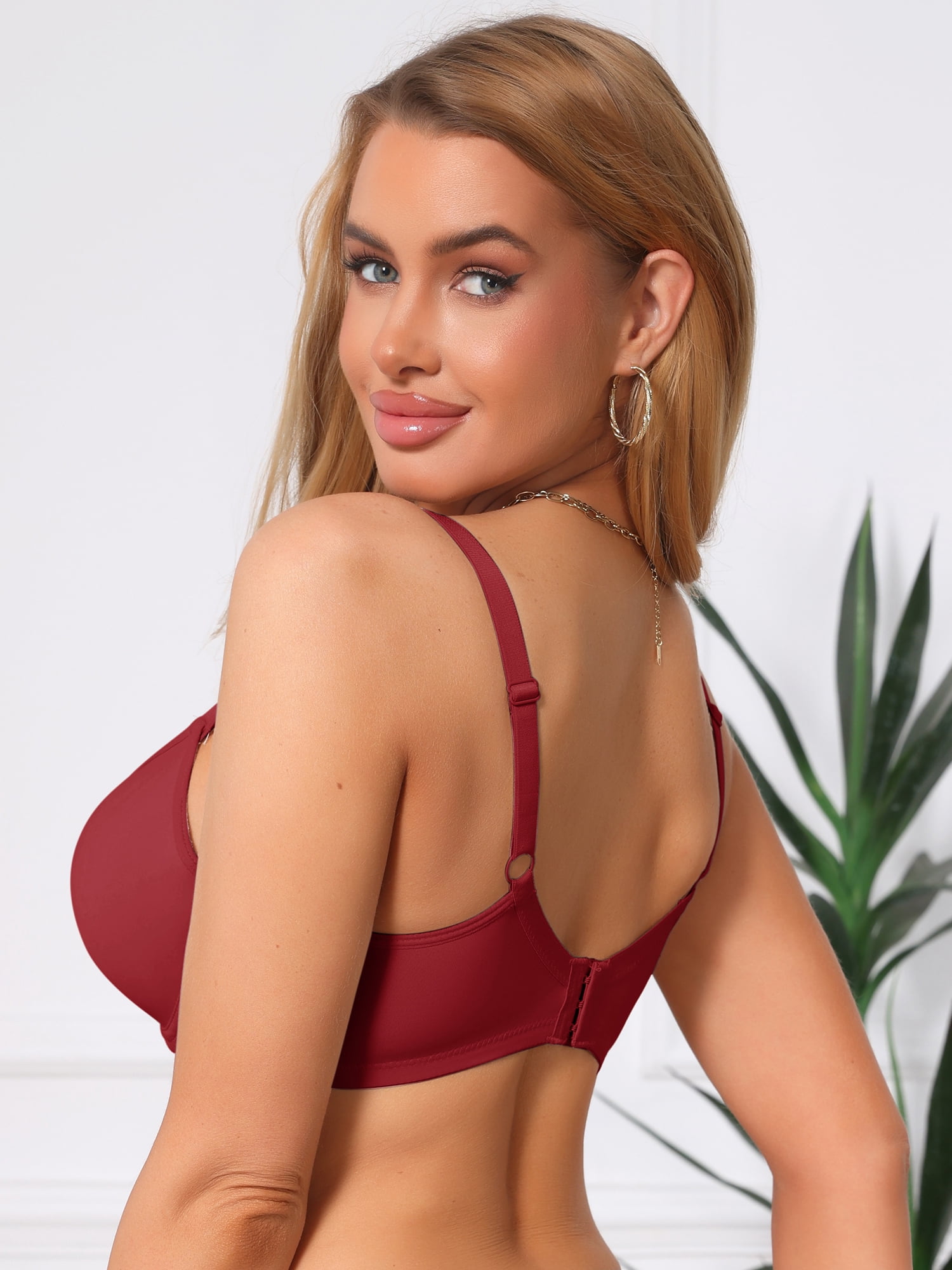 DARING DIVA Women's Smoothing Underwire Bra Plunge Push Up Bralette C 40 Red
