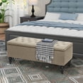 thumbnail image 4 of Abble 45 inch Beige Fabric Upholstered Tufted Flip Top Storage Bench, 4 of 6