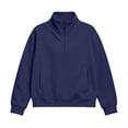 thumbnail image 2 of Girls Quarter Zip Sweatshirt Turtleneck Long Sleeve Casual Fashion Kids Pullover Tops Navy 11-12 Years, 2 of 6