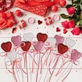 thumbnail image 5 of 12Pcs Mother's Day Glitter Red Pink Puffy Heart Picks Foam Heart Picks Sparkly Sticks for Wedding Flower Arrangements Floral Bouquet Home Holiday Party Crafts Supplies Decorations, 5 of 6