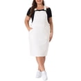 thumbnail image 1 of Agnes Orinda Women's Plus Size Jean Skirt Distressed Racerback Suspender Denim Overall Dress 2X White, 1 of 6