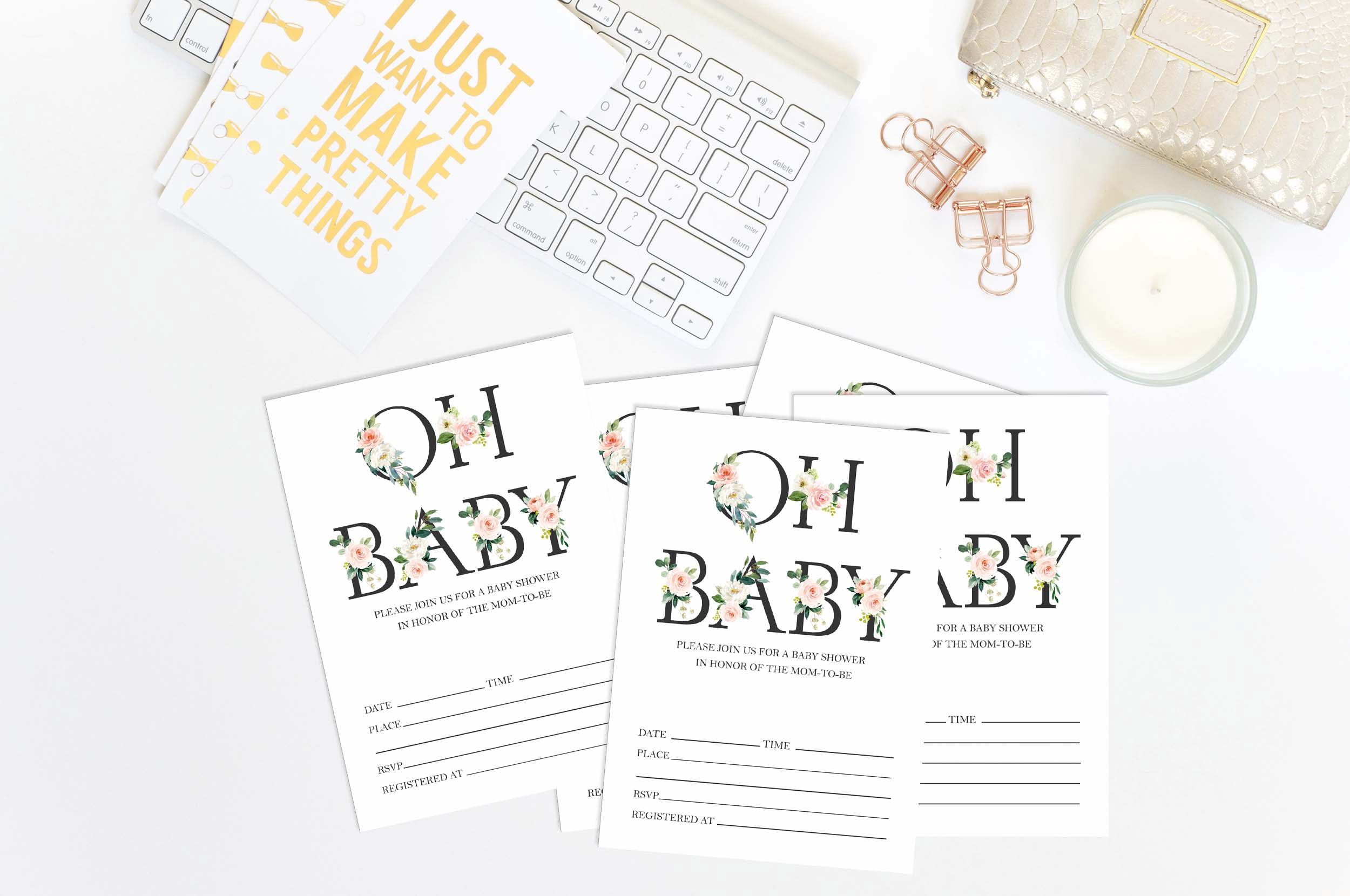 Inkdotpot 30 Gender Neutral Baby Shower Invitation Cards Oh Baby Fill In Blank Invites