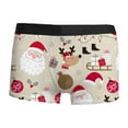 thumbnail image 3 of Mens Christmas Underwear Boxer Briefs Funny Novelty Holiday Boxers Briefs Snowman Reindeer Graphic Holiday Shorts Men Lingerie, B04 Beige, Size XL, 3 of 3