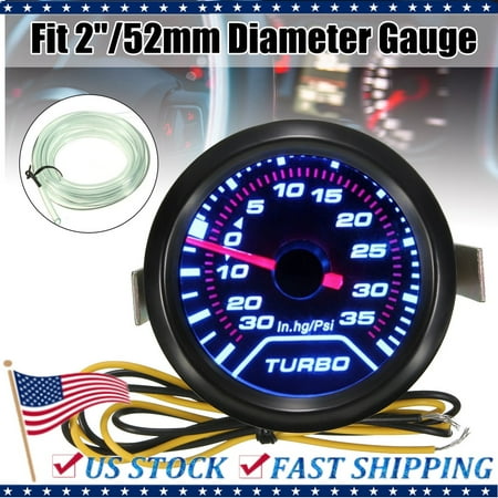 2.5 Inch Dial Gauge - 1 Set Universal 52mm 2 Inch White LED Turbo Boost Pressure Gauge Smoked Dials Face Psi