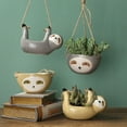thumbnail image 1 of Hanging Plant Pot Delicate Decorative Ceramics Cute Sloth Shape Flower Succulents Vase for Home, 1 of 7