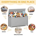 thumbnail image 4 of Kids Toy Storage for Boys Girls, SESSLIFE Wooden Toy Box with Safety Hinged Lid, Toy Organizer for Playroom Bedroom Toddler Room, Toy Bench Supports 160 lbs, Gray, 4 of 8