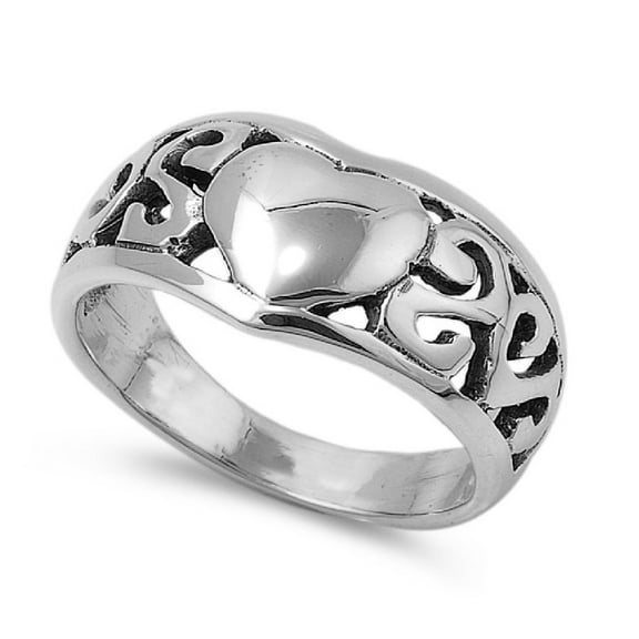 925 Sterling Silver Endless Love Heart Ring Size 10