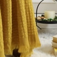 thumbnail image 2 of CREVENT Farmhouse Boho Knitted Throw Blanket for Couch Sofa Chair Bed Home Decoration, Soft Warm Cozy Light Weight for Spring Summer Fall (50''X60'' Mustard/Yellow), 2 of 4